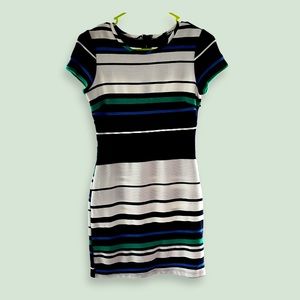Lulu’s short sleeve bodycon dress with ribbing and horizontal stripes, size SM